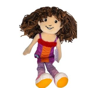 Girls Darci Plush Doll Peace Sign Pants Colorful Outfit